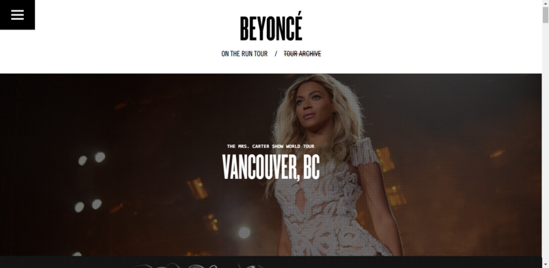 Homepage of Beyonce - archive