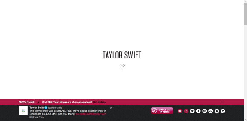 Homepage of Taylor Swift