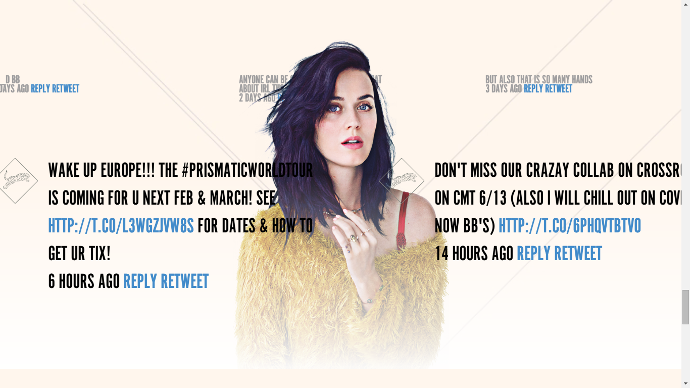 Homepage of Katy Perry